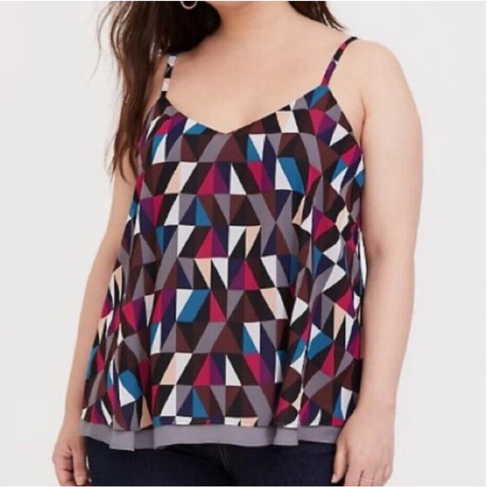 Torrid Sophie Geo Chiffon Double Layer Swing Cami Tank Top Plus Size 4x